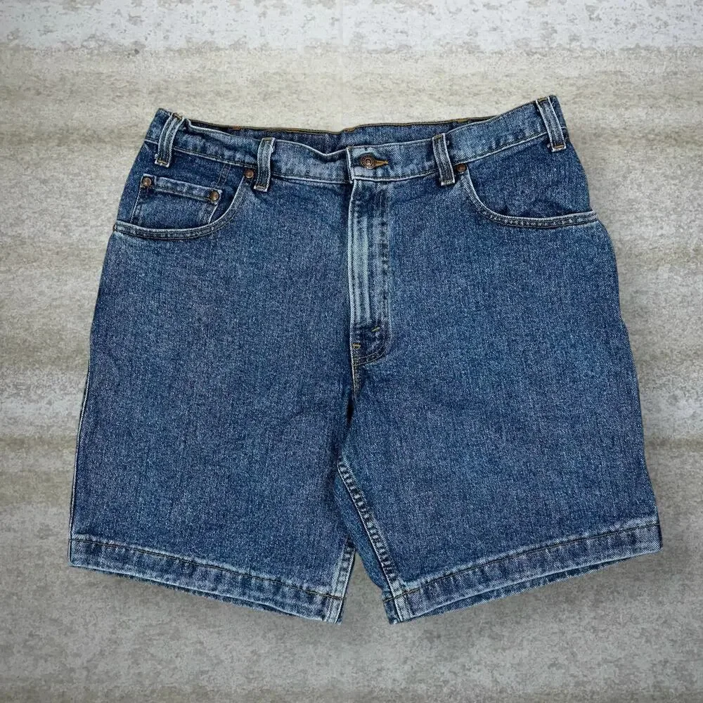 Vintage 90s Levis Jean Shorts 545 34x9 Relaxed Dark Wash Cotton 9